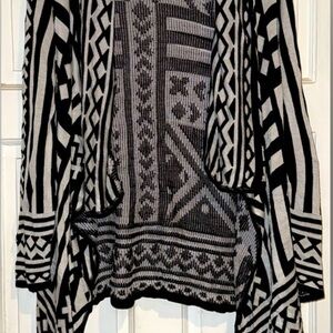 Say What? Black and White Geometric Cardigan